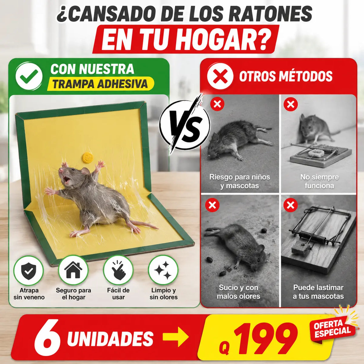 6 x 1 Trampa Adhesiva Para Ratones